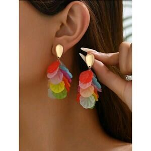 Long Multi-Layer Faux Shell Dangle Earrings for Women -Elegant Statement Jewelry